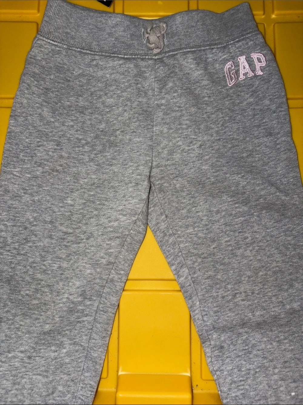 GAP Kids Heather Gray Sweatpants with Pink Logo